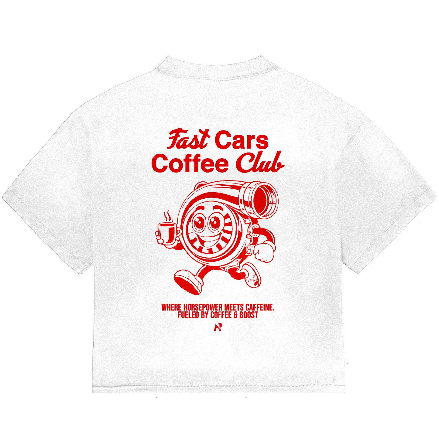 Oversize RBLYN Fast Cars Coffee Club Shirt white 200 gsm²